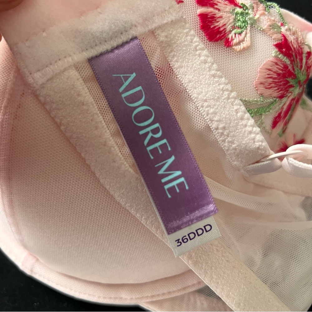 Adore Me Daphne Floral Embroidered Push Up Bra‎ Balconette 36 DDD - Picture 6 of 9